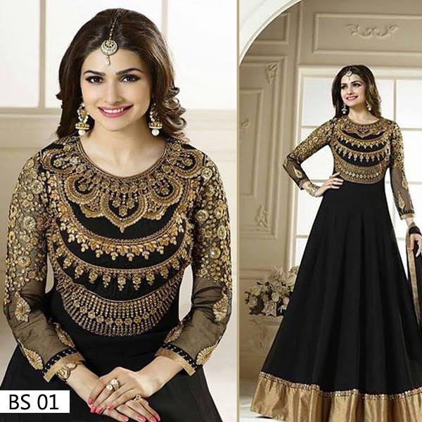 Embroidered Chiffon 3 Piece Unstitched Dress Bs-01