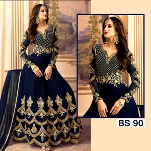 Embroidered Chiffon Unstitched Dress Bs-34
