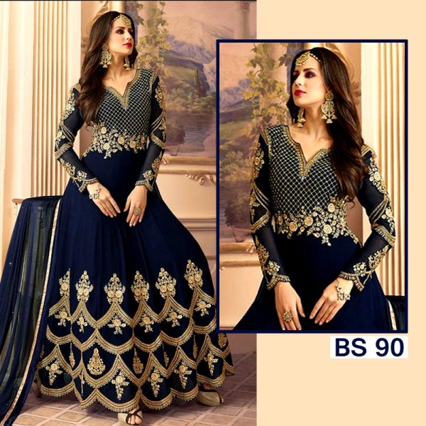 Embroidered Chiffon Unstitched Dress Bs-90