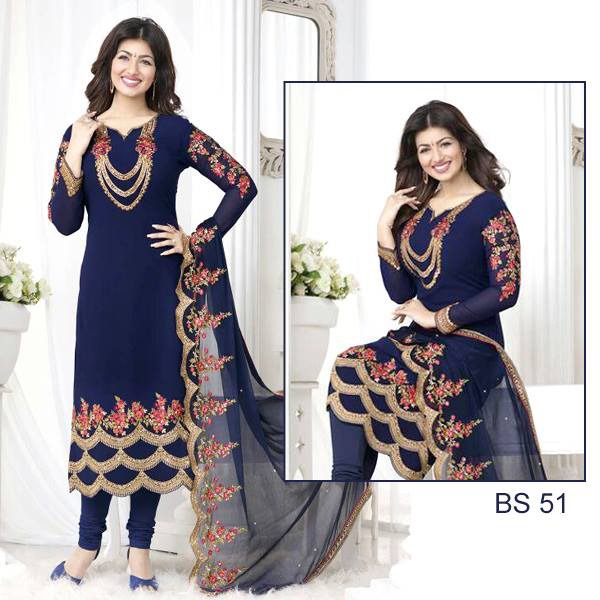 Embroidered Chiffon Unstitched Dress Bs-51