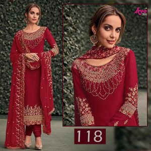 Embroidered Chiffon Unstitched Dress Bs-118
